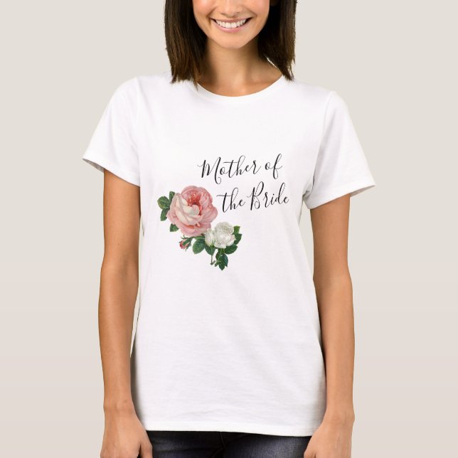 Elegante und moderne Blume Rose Mutter der Braut T-Shirt (Vorderseite)