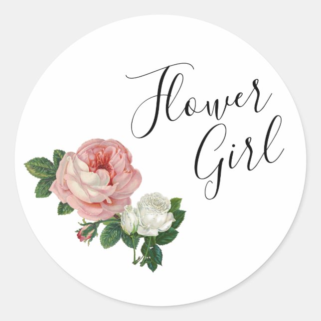 Elegante und moderne Blume Rosen Blume Mädchen Runder Aufkleber (Vorderseite)