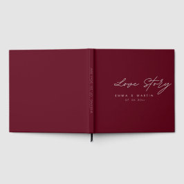 Elegante und moderne Burgundy Script Wedding Gästebuch