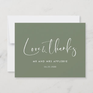 Elegante und moderne Dark Salbei Hochzeit Liebe & Dankeskarte