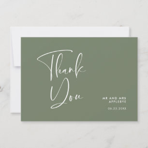 Elegante und moderne, dunkle Weise grüne Hochzeit Dankeskarte