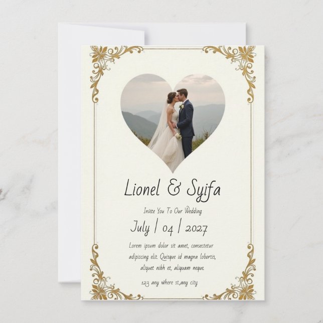 Elegante und moderne Einladung zur Hochzeit (Vorderseite)