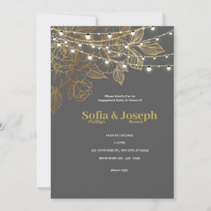Elegante und moderne graue und goldene Hochzeitsei Einladung