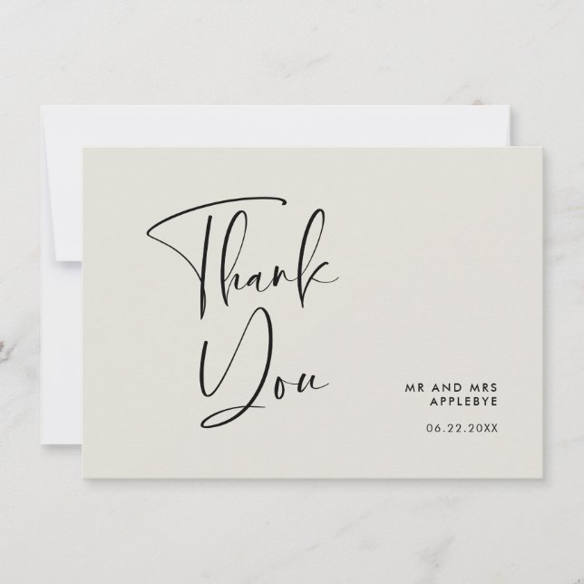 Elegante und moderne Hochzeit Dankeskarte (Vorderseite)