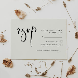 Elegante und moderne Hochzeit von Light Salbei grü RSVP Karte