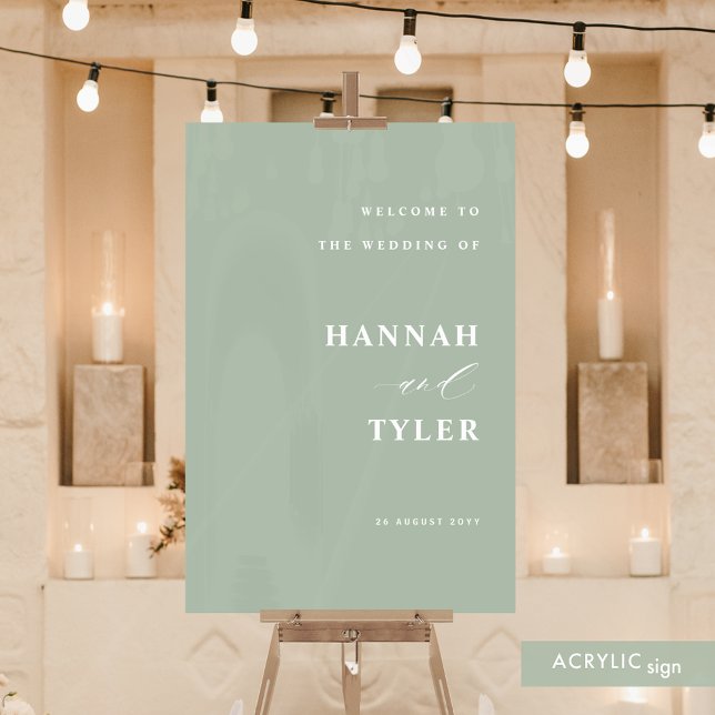 Elegante und moderne Hochzeiten Willkommen Grün Acrylschild (Von Creator hochgeladen)