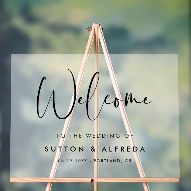 Elegante und moderne Hochzeiten Willkommen Mattier Acrylschild (Neutral)