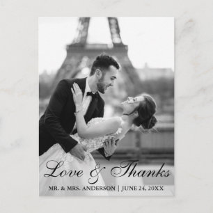 Elegante und moderne Hochzeitsfoto Liebe und Dank Postkarte