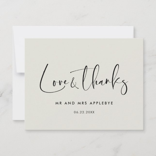Elegante und moderne Hochzeitsstimmung Liebe & Dan Dankeskarte (Vorderseite)