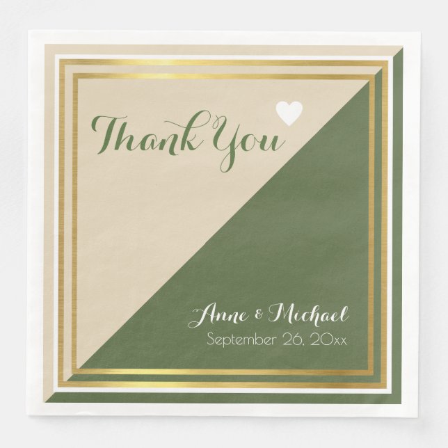elegante und moderne klassisch-grüne Hochzeit Serviette (Vorderseite)