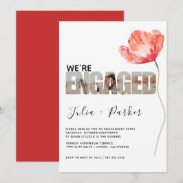 Elegante und moderne Mohnroter Engagement-Partei Einladung