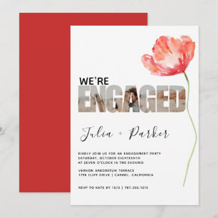 Elegante und moderne Mohnroter Engagement-Partei Einladung