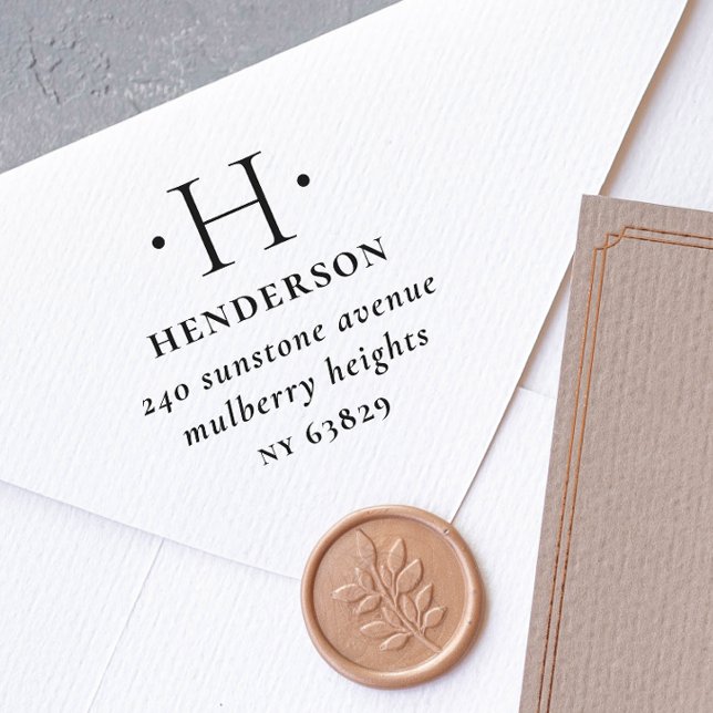 Elegante und moderne Monogram-Rücksendeadresse Gummistempel (Von Creator hochgeladen)