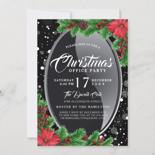 Elegante und moderne Poinsettia-Party Einladung (Vorderseite)