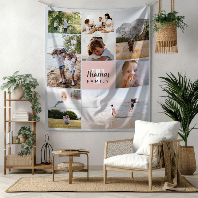 Elegante und moderne Rosa-Familie FotoCollage Wandteppich (Von Creator hochgeladen)