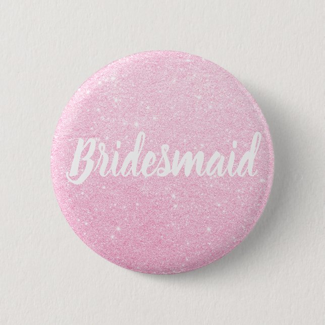 Elegante und moderne Rose Gold Glitzer Brautjungfr Button (Vorderseite)