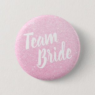 Elegante und moderne Rose Gold Glitzer Team Braut Button