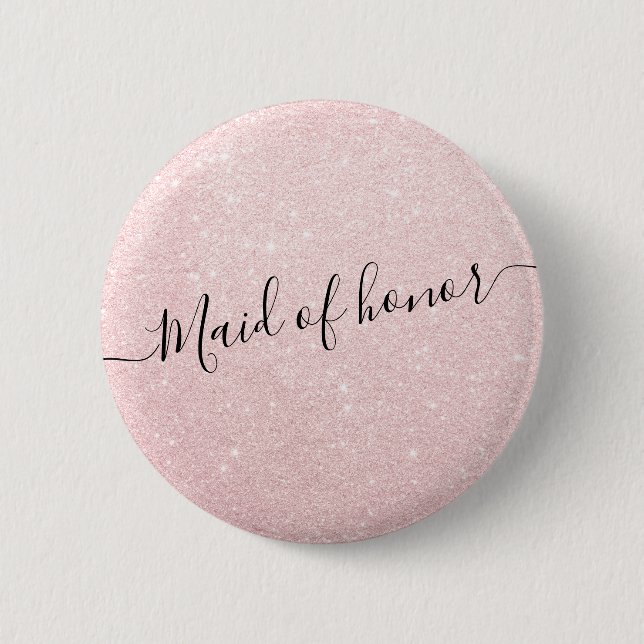 Elegante und moderne Rose Gold Glitzer Trauzeugin Button (Vorderseite)