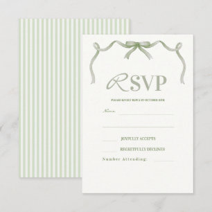 Elegante und moderne Sage-Bow-Hochzeit RSVP Karte