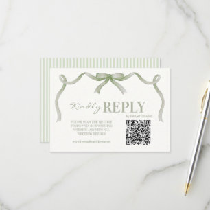 Elegante und moderne Sage-Bow-Hochzeit RSVP Karte