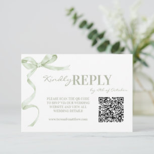 Elegante und moderne Sage-Bow-Hochzeit RSVP Karte