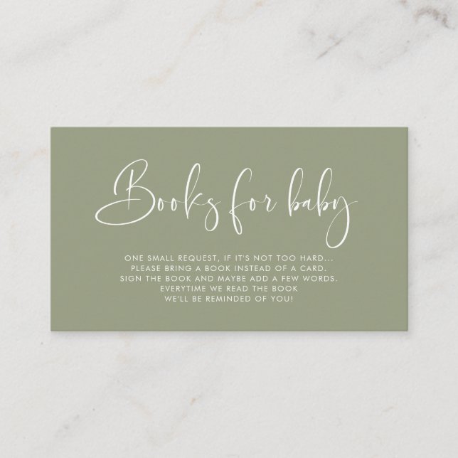 Elegante und moderne Sage Green Book Request Card Begleitkarte (Vorderseite)