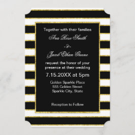 Elegante und moderne Schwarz-, Weiß-, Imitat Gold Einladung