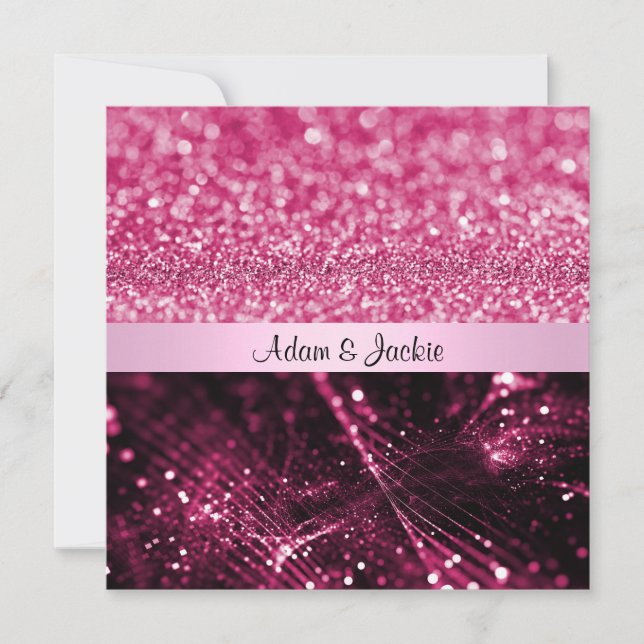 ELEGANTE UND MODERNE WEDING SPARKLE PINK EINLADUNG (Vorderseite)
