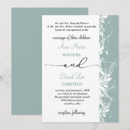 Elegante und moderne White Floral Script Hochzeit Einladung