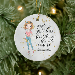 Elegante und Niedliche Dame Girl Boss Grau Keramik Ornament