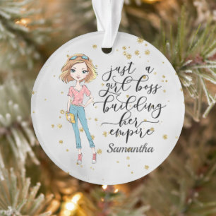 Elegante und Niedliche Dame Girl Boss Grau Ornament