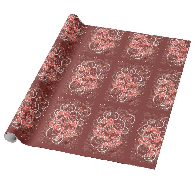 Elegante und Niedliche Weihnachtsmänner und -stars Geschenkpapier (Ungerollt)