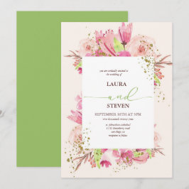 Elegante und opulente Blume und Goldflakes Hochzei Einladung
