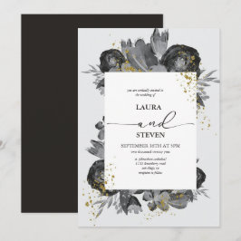 Elegante und opulente Blume und Goldflakes Hochzei Einladung