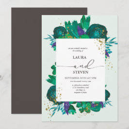 Elegante und opulente Blume und Goldflakes Hochzei Einladung