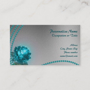 Elegante und romantische Blaue Crystal Blume & Per Visitenkarte