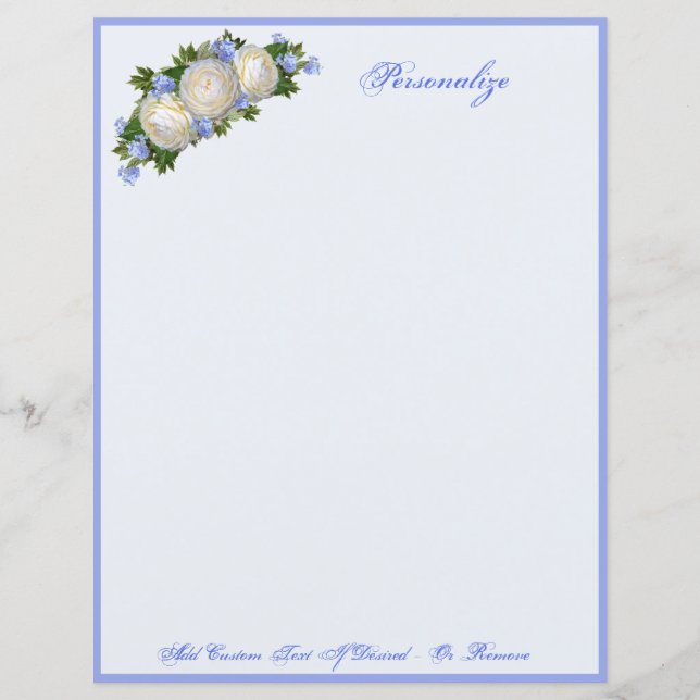 Elegante und romantische Blaue Flora Weißer Rosen (Vorderseite)