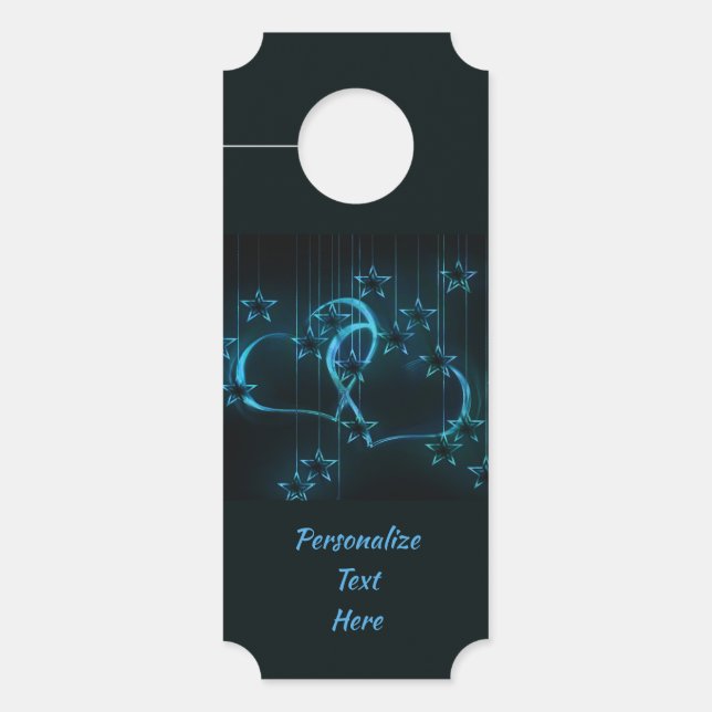 Elegante und romantische blaue Neon Hörstars Türanhänger (Vorderseite)