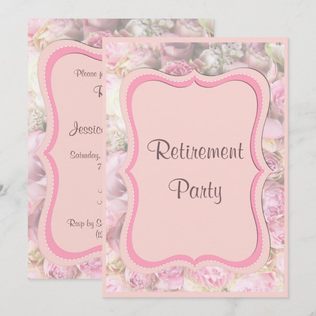 Elegante und romantische Gerahmte Bouquet-Pension Einladung (Vorne/Hinten)