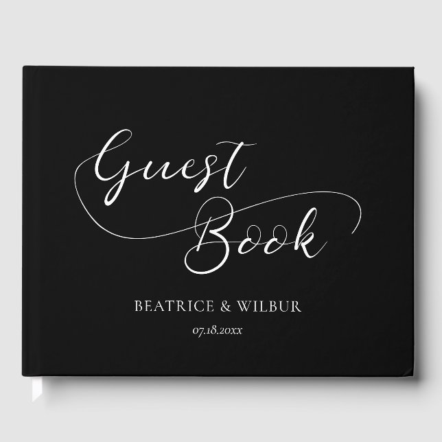 Elegante und romantische Hochzeit in Kalligrafie Gästebuch (Vorderseite)