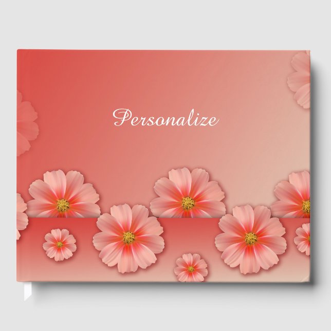 Elegante und romantische Peach-Rose Persönlich Gästebuch (Vorderseite)