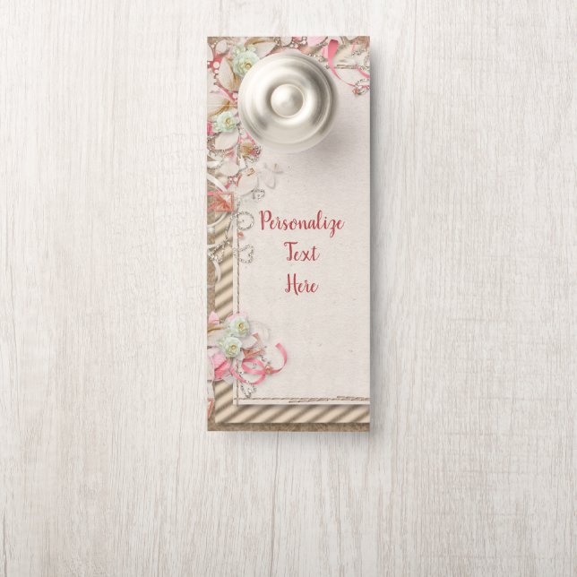 Elegante und romantische Weißrosen & Diamanten Hoc Türanhänger (Auf Knauf)
