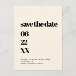 Elegante und schicke Creme Save the Date Postkarte