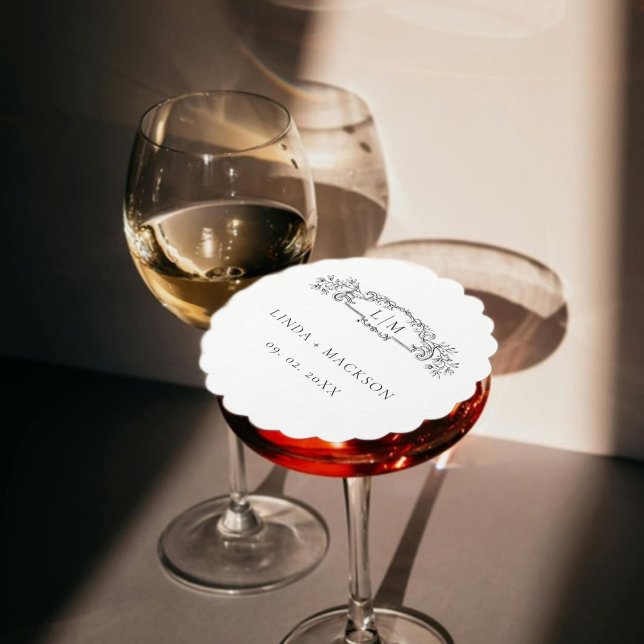 Elegante und schicke Hochzeit mit botanischem Wapp Untersetzer (Von Creator hochgeladen)