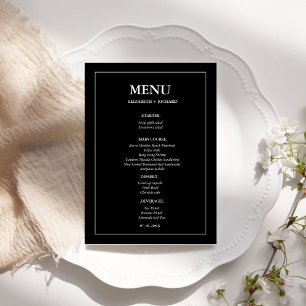 Elegante und schicke Hochzeitstorte Brautparty Menükarte