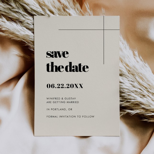 Elegante und schicke, minimalistische Creme Save t Save The Date (Von Creator hochgeladen)