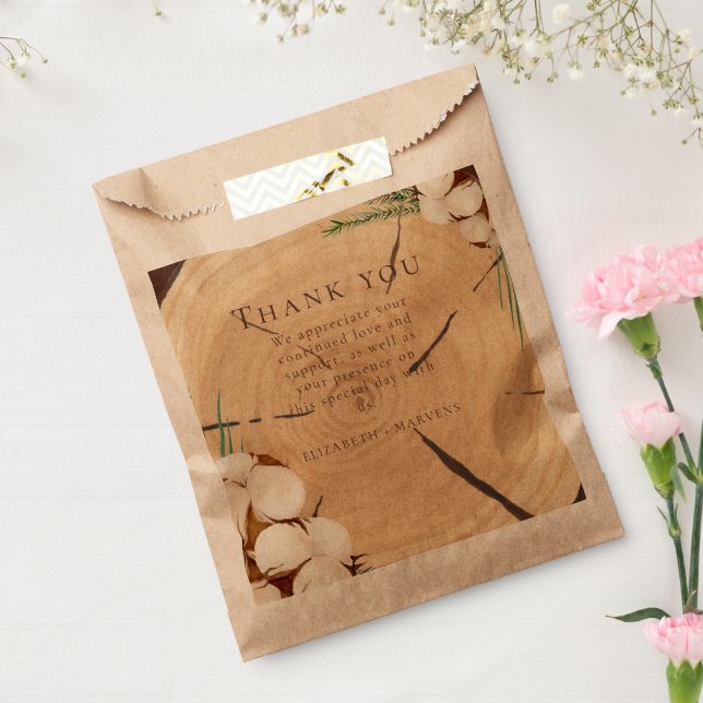 Elegante und schicke rustikale Hochzeitsholz Viele Geschenktütchen (Versiegelt)