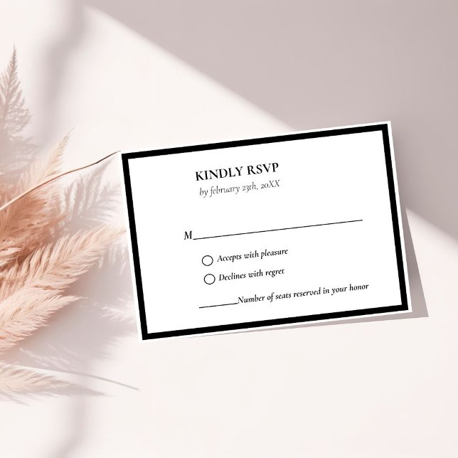 Elegante und schicke Schwarz-Weiß-Hochzeit RSVP Karte (Von Creator hochgeladen)