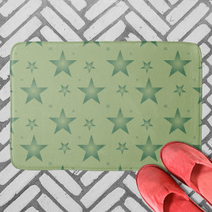 Elegante und stilvolle Olive Stars auf dem Sage Gr Badematte