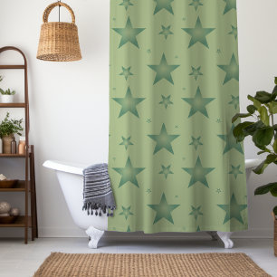 Elegante und stilvolle Olive Stars auf dem Sage Gr Duschvorhang